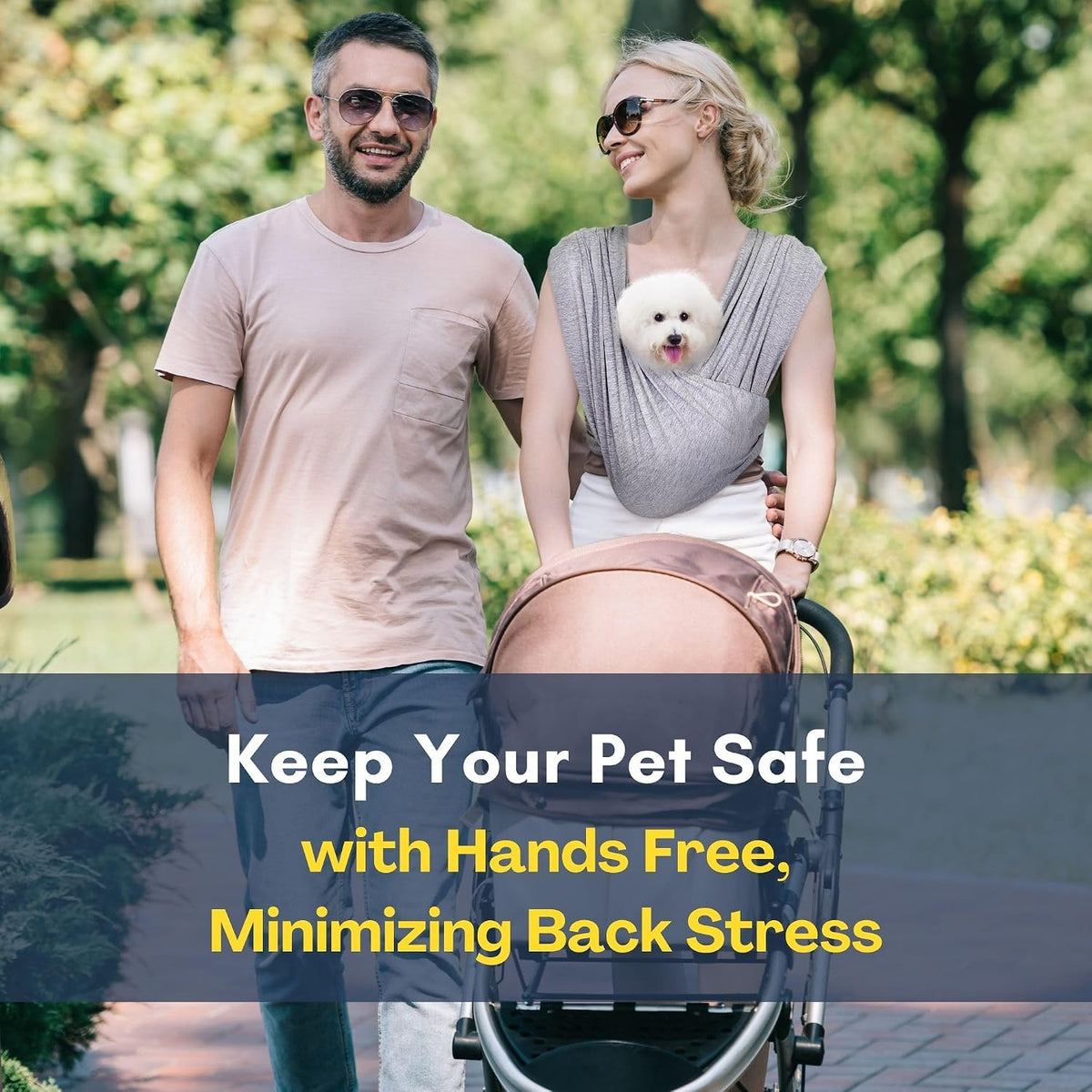 Small Dog Sling Carrier, Hands-Free - Light Heather Gray / Regular - image 4