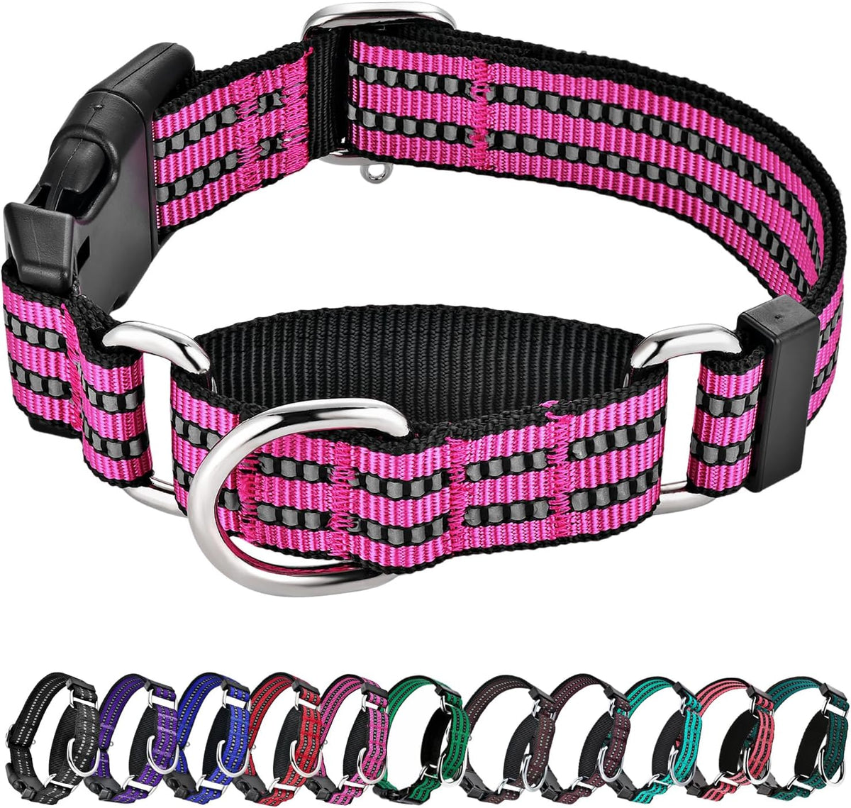 Martingale Collar for Dogs, Reflective Escape Proof, M - Pink / X-Small