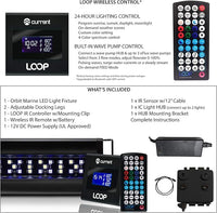 CURRENT USA 48 - 60" Inch Orbit Marine LED Saltwater Reef Marine Aquarium Light | 24 Hour IR Lighting & eFlux Wave Pump Control | Adjustable Color Spectrum for Fish Tank (4103)