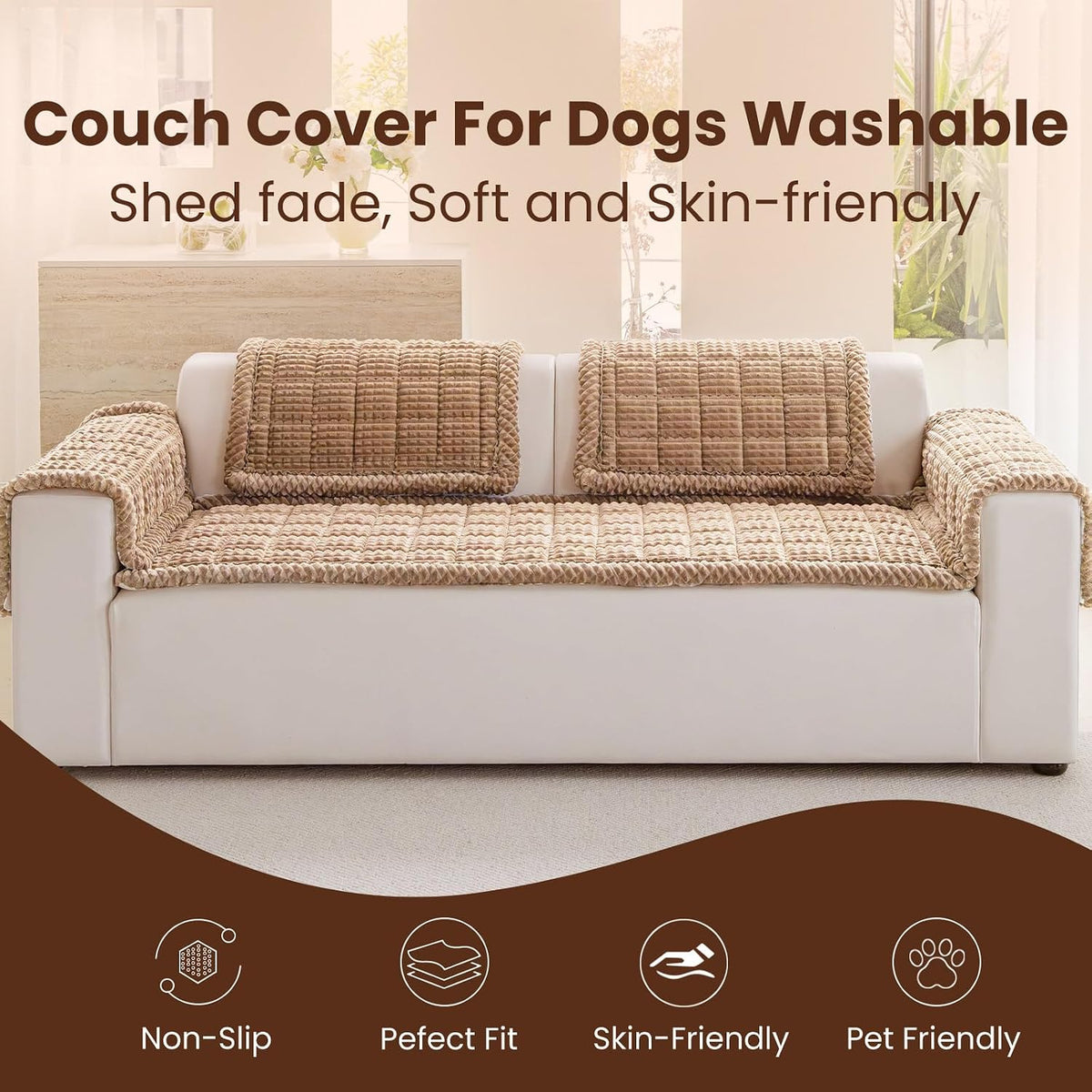 Couch Cover for Dogs Washable - Camel / 27.6" x 59" - image 2