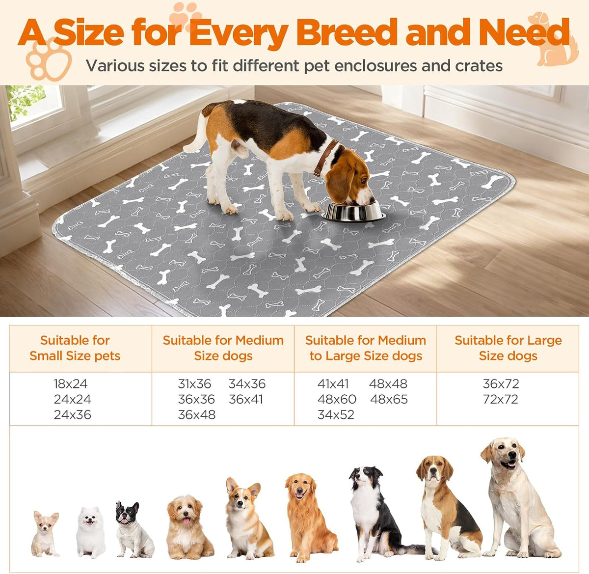 Washable Pee Pads for Dogs, 18"x24" - Gray / 36*41 Inch (Pack of 2) - image 2