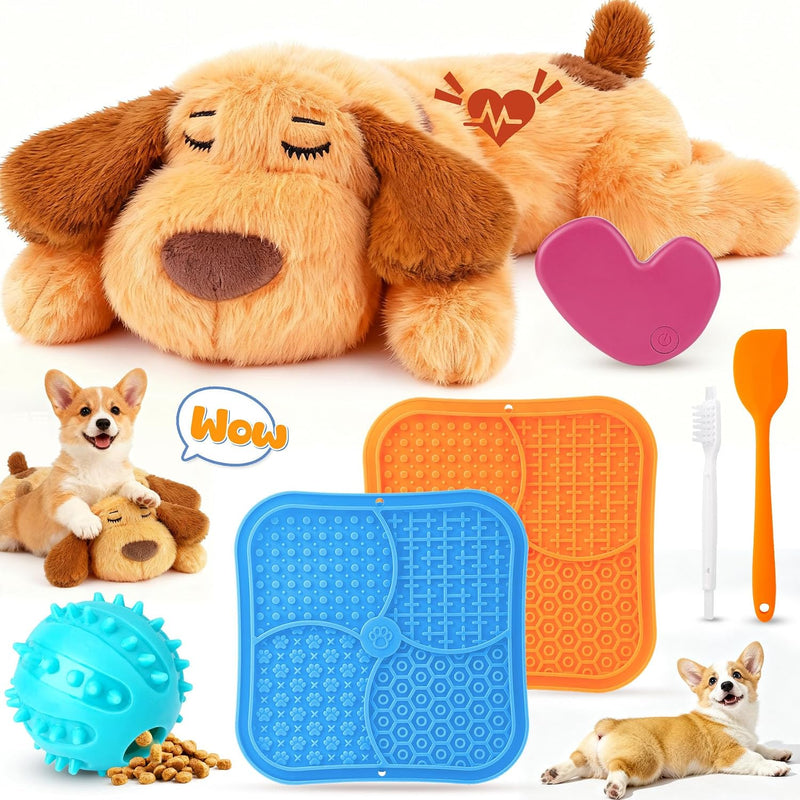 Heartbeat Puppy for Dogs, Calming Set with Lick Mat