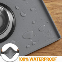 Hubulk Dog Feeding Mat,100% Waterproof Food Grade Silicone Pet Food and Water Bowl - Grey / 28"l X 18"w - image 4