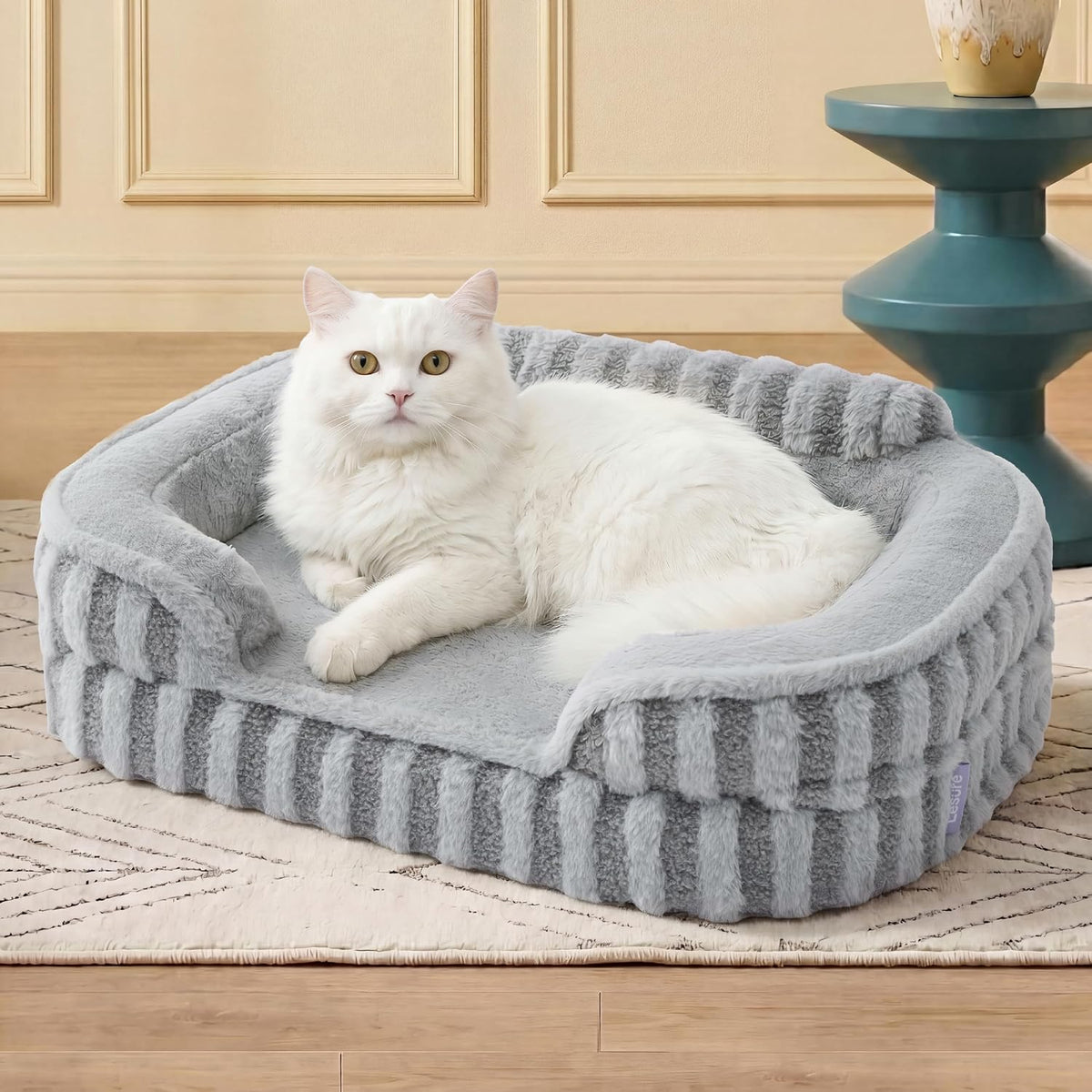 LE SURE Cute Cozy High Back Orthopedic Dog Beds Medium Size Dog - 24.0"l X 18.0"w X 6.0"th / Grey