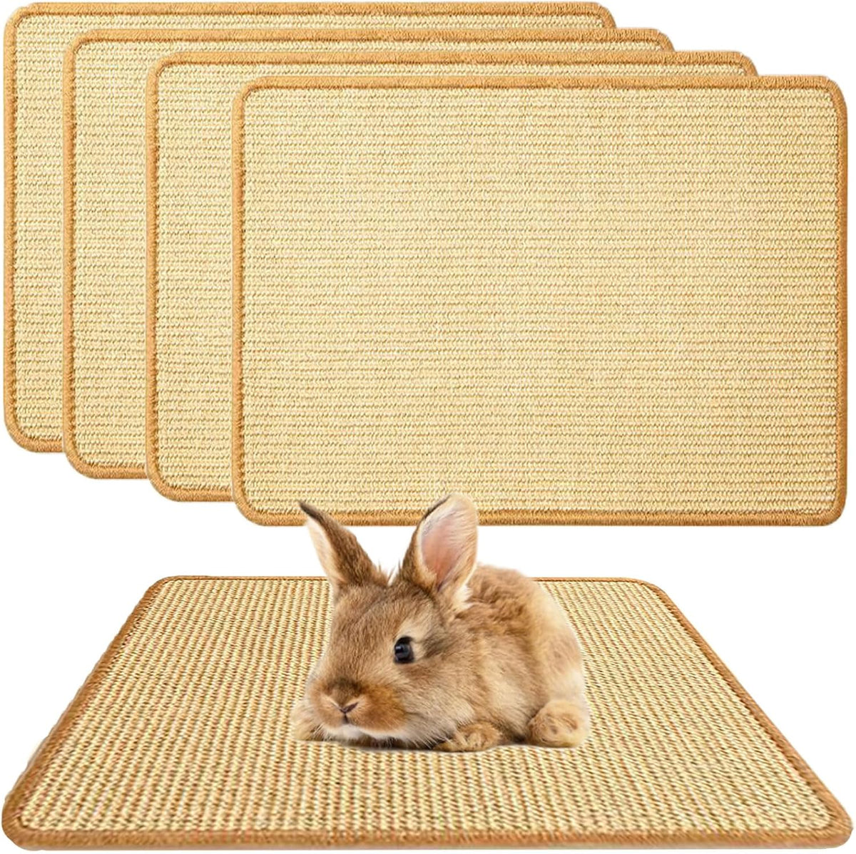 2PCS Rabbit Scratch Mat, Natural Bunny Pad Claws and Teeth Care - Natural 4pcs / 24"x16"