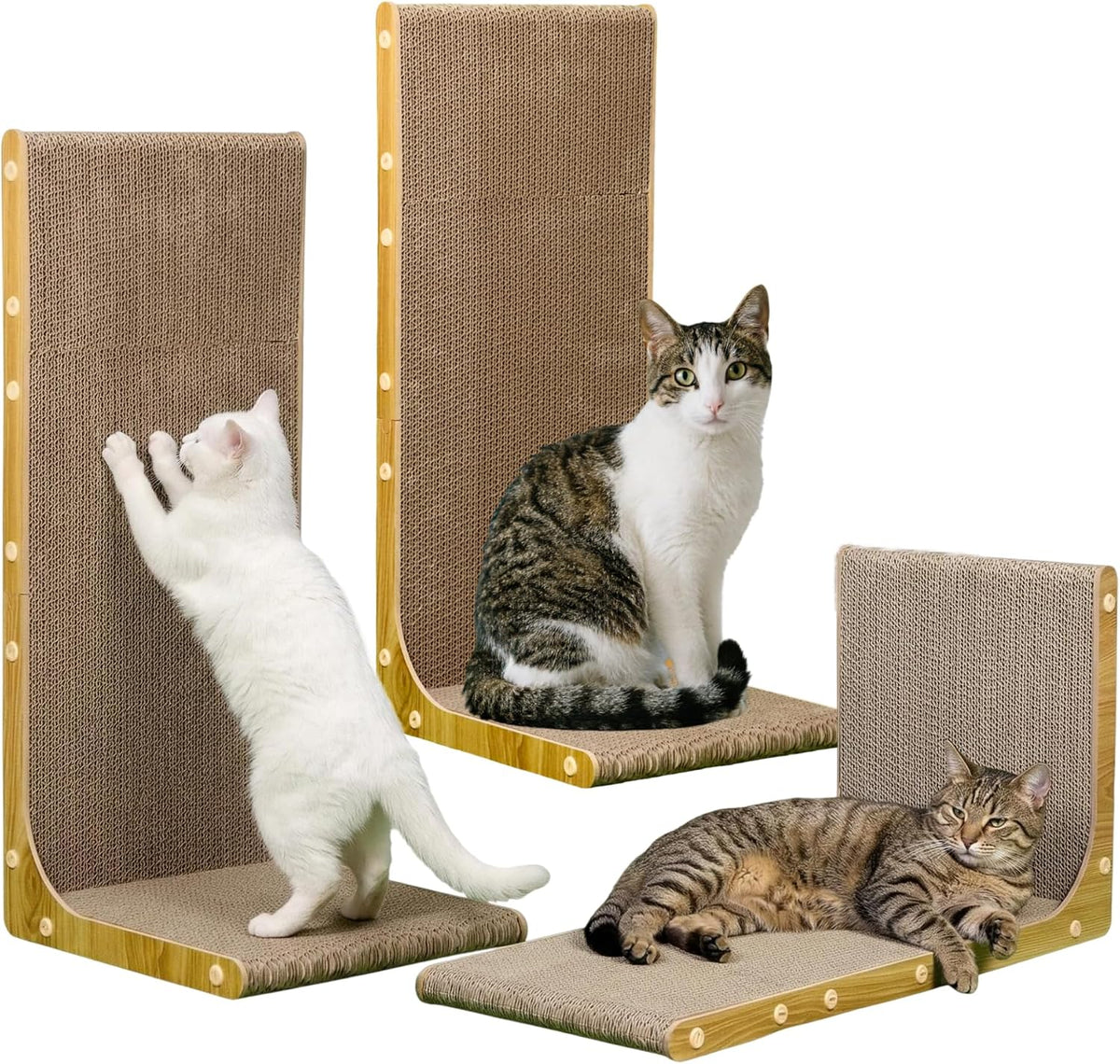 SMARTBEAN 3-Pack Cardboard Cat Scratcher for Indoor Cats - 3-Pack L-Shape