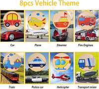 8pcs Wooden Puzzles for Toddlers 1-3, Toddler Puzzles Ages 2-4 – Fun for Kids & Family - Vehicle Theme - image 3