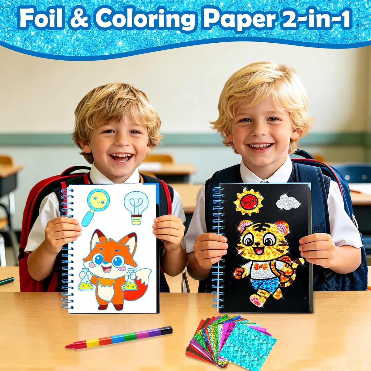 FUNNYB&G Foil Art Craft Kit for Kids - Happy Back to School - image 2