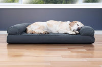 Furhaven Cooling Gel Dog Bed for Large Dogs w/ Removable Bolsters & Washable Cover, For Dogs Up to 95 lbs - Quilted Sofa - Iron Gray, Jumbo/XL