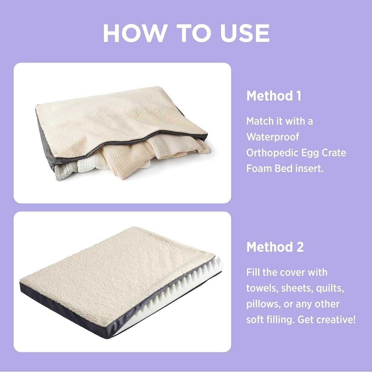 LE SURE Waterproof Dog Bed Cover Replacement - Large / Grey-Sherpa / Sherpa, Oxford fabric - image 3