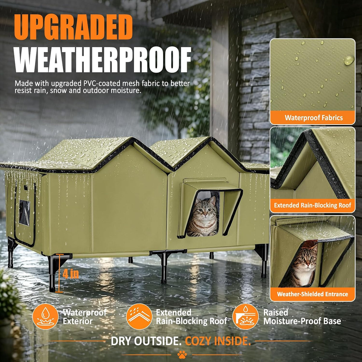 Outdoor Heated Cat House for Outside - Green / XXL - image 3