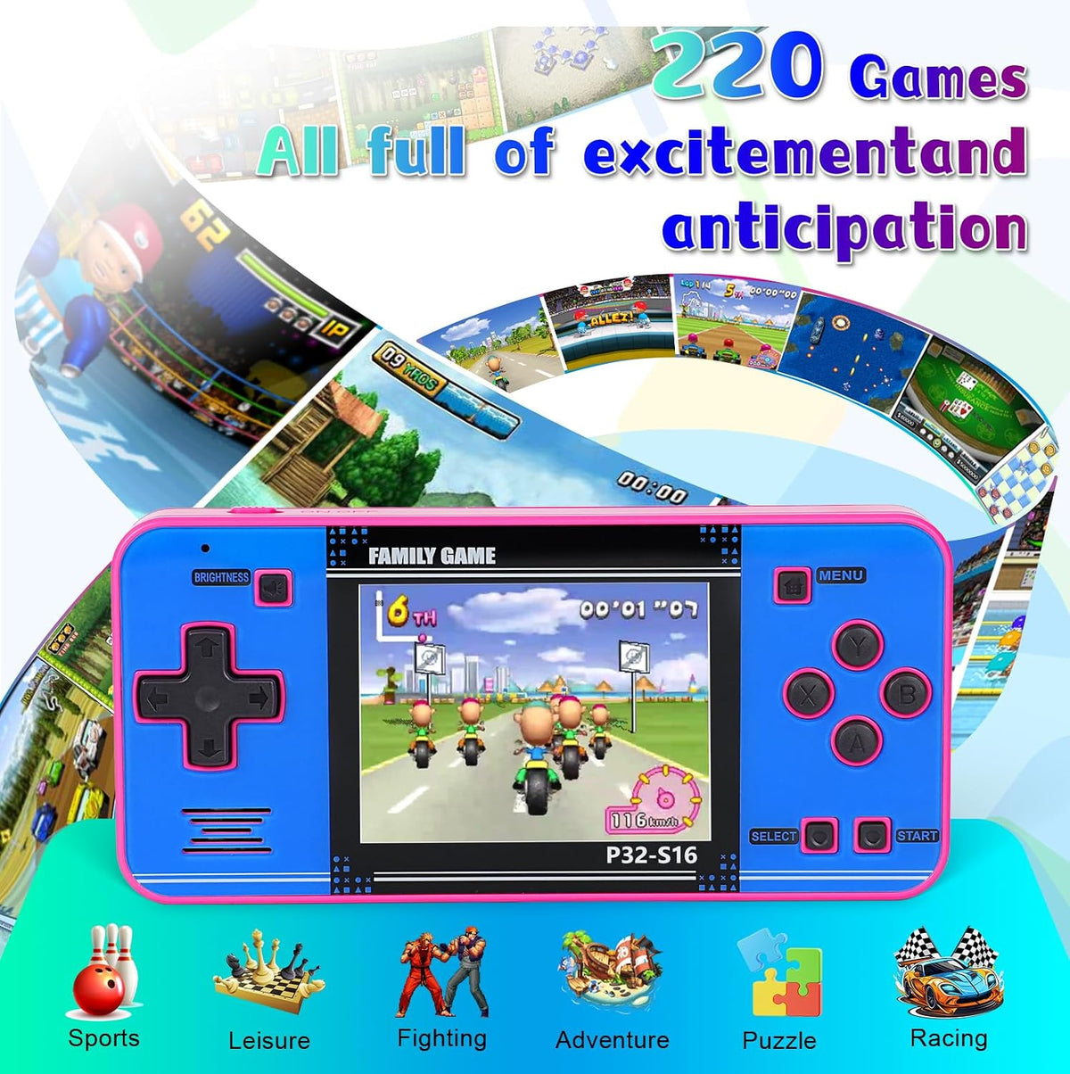 Handheld Electronic Toy for Kids - Pink+blue - image 2