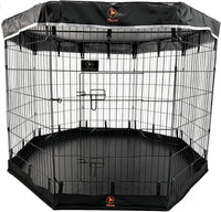 Puppy Playpen with Bottom Pad and Door, 8 Panels 24" H - Black / Large Pen: 42-Inch High / Playpen+Bottom+Top Cover