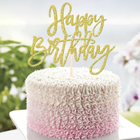 ZHUOWEISM 1 PCS Gold Happy Birthday & Anniversary Cake Topper – Fun for Kids & Family - Gold - image 4