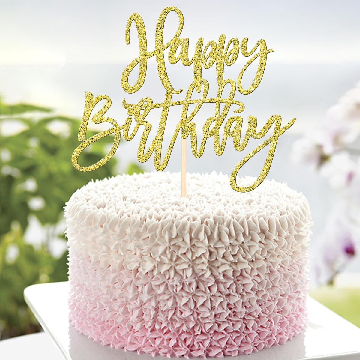 ZHUOWEISM 1 PCS Gold Happy Birthday & Anniversary Cake Topper – Fun for Kids & Family - Gold - image 4