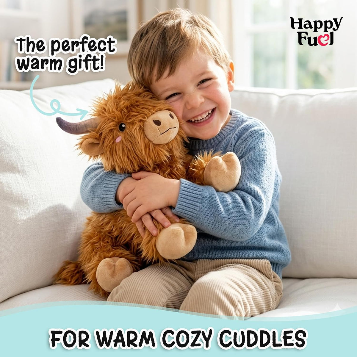 Bunny Microwavable & Weighted Stuffed Animals - Brown Highland Cow (Lying Down) - image 4