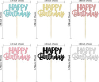 Gyufise 24Pcs Happy Birthday Cupcake Toppers Gold Glitter Celebrating - 6 Colors - image 2