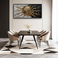 Quorin Golden Sun Large Wall Art Abstract Day and Night Pictures Black and Golden Wall Decor Canvas Print Painting Artwork for Bathroom Living Room Bedroom 60L x 30W