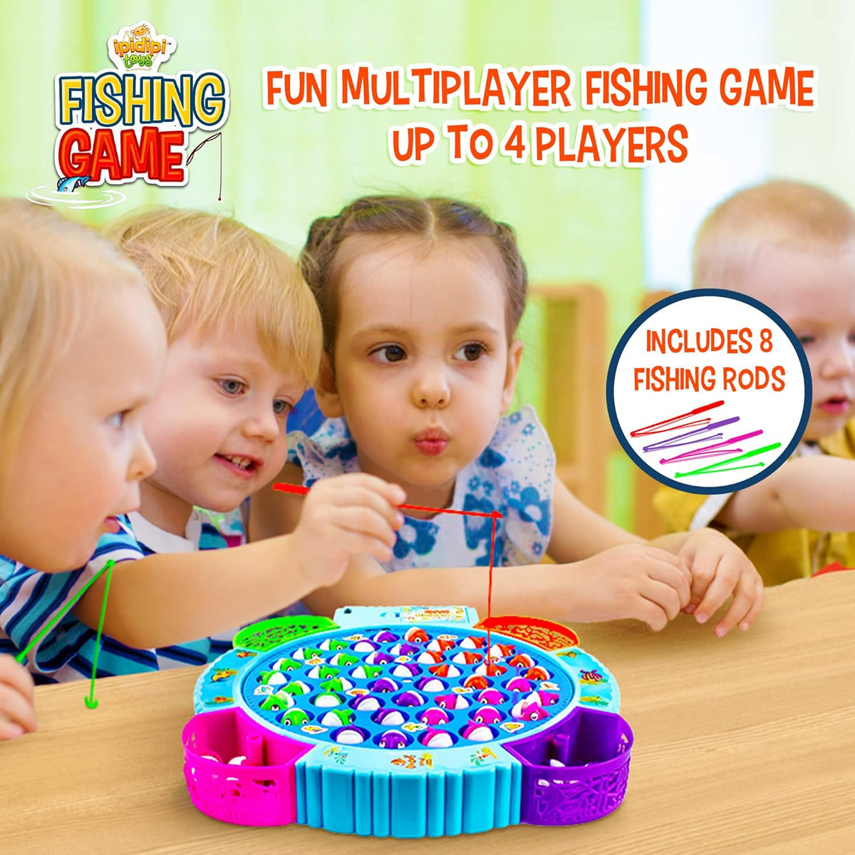 IPIDIPI TOYS magnetic fishing game with rotating board, colorful fish and fishing poles - view 7