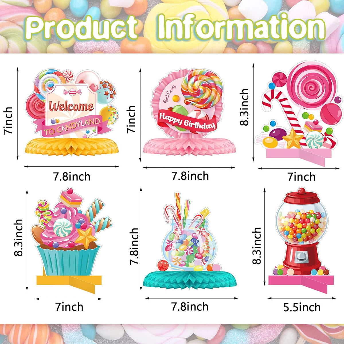10 Pcs Candy Party Decorations Candyland Table Decor Welcome - Candy - image 2