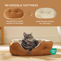 Bedsure Small Dog Bed Washable, Round Cat Beds for Indoor Cats - 20"L x 19"W x 6"Th / Terracotta - image 2