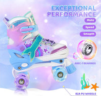 NEMONE Mermaid Adjustable Light up Roller Skates for Girls Boys – Fun for Kids & Family - A- Ocean Mermaid / Medium - Big Kid - image 3