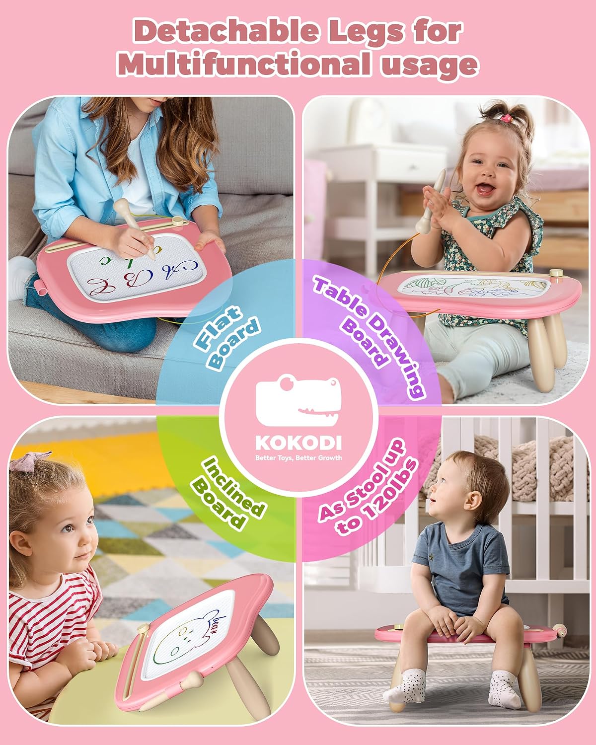 KOKODI Magnetic Drawing Board - Pink - image 3