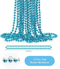 ZZYFGH 12 PCS Bead Necklace, 33'' Mardi Gras Beaded Necklaces – Fun for Kids & Family - Teal - image 2