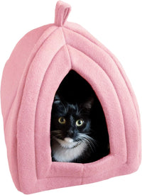 PETMAKER Cat House Indoor Bed with Removable Foam Cushion - Pink / Normal