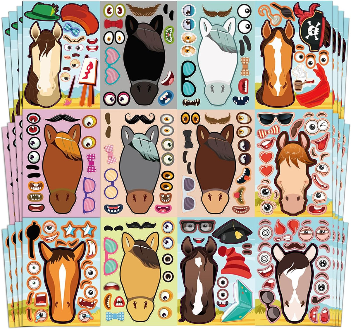48 Fall Make-a-Face Sticker Sheets for Kids - Horses