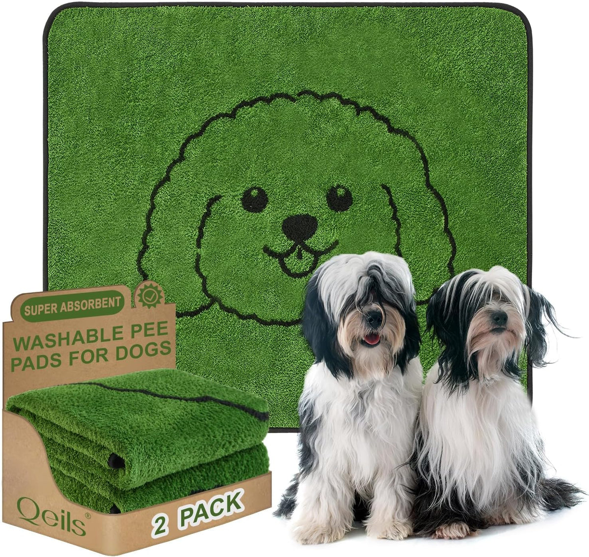 Reusable Puppy Pads, Washable Pee Pads for Dogs 18" x 24" 2 Pack - Polyester / 36"x41"(Pack of 2)