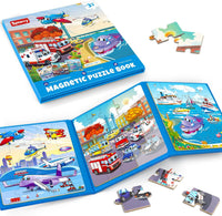 SYNARRY magnetic dinosaur puzzle book with three colorful dinosaur scenes - view 3
