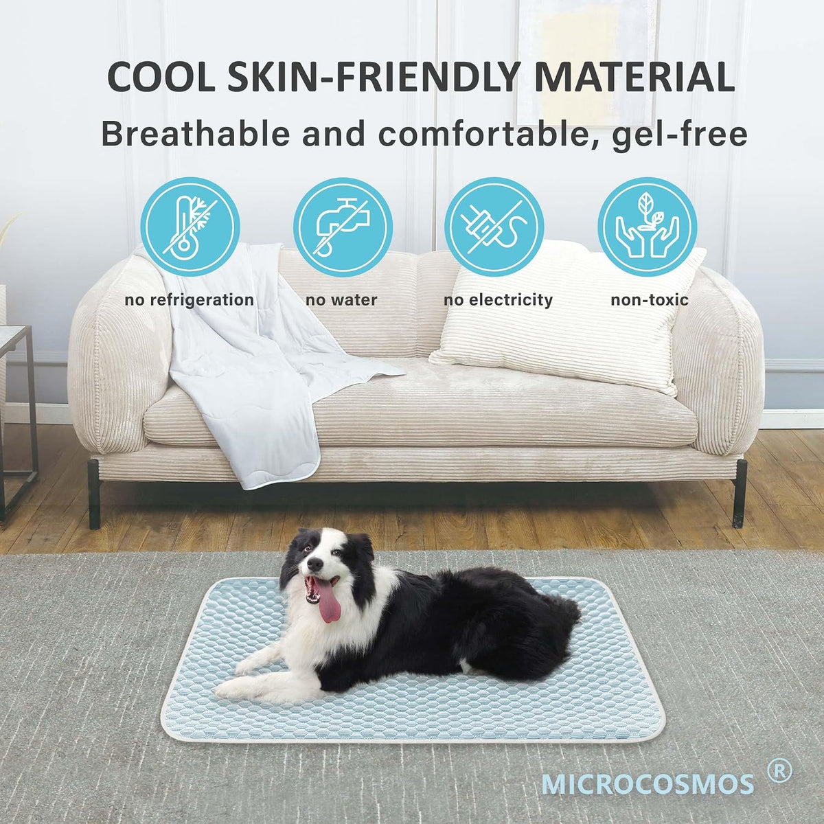 MICROCOSMOS Dog Sleeping Pad & Pet Cooling Mat - 40" x 28" / BlueWhite - image 2