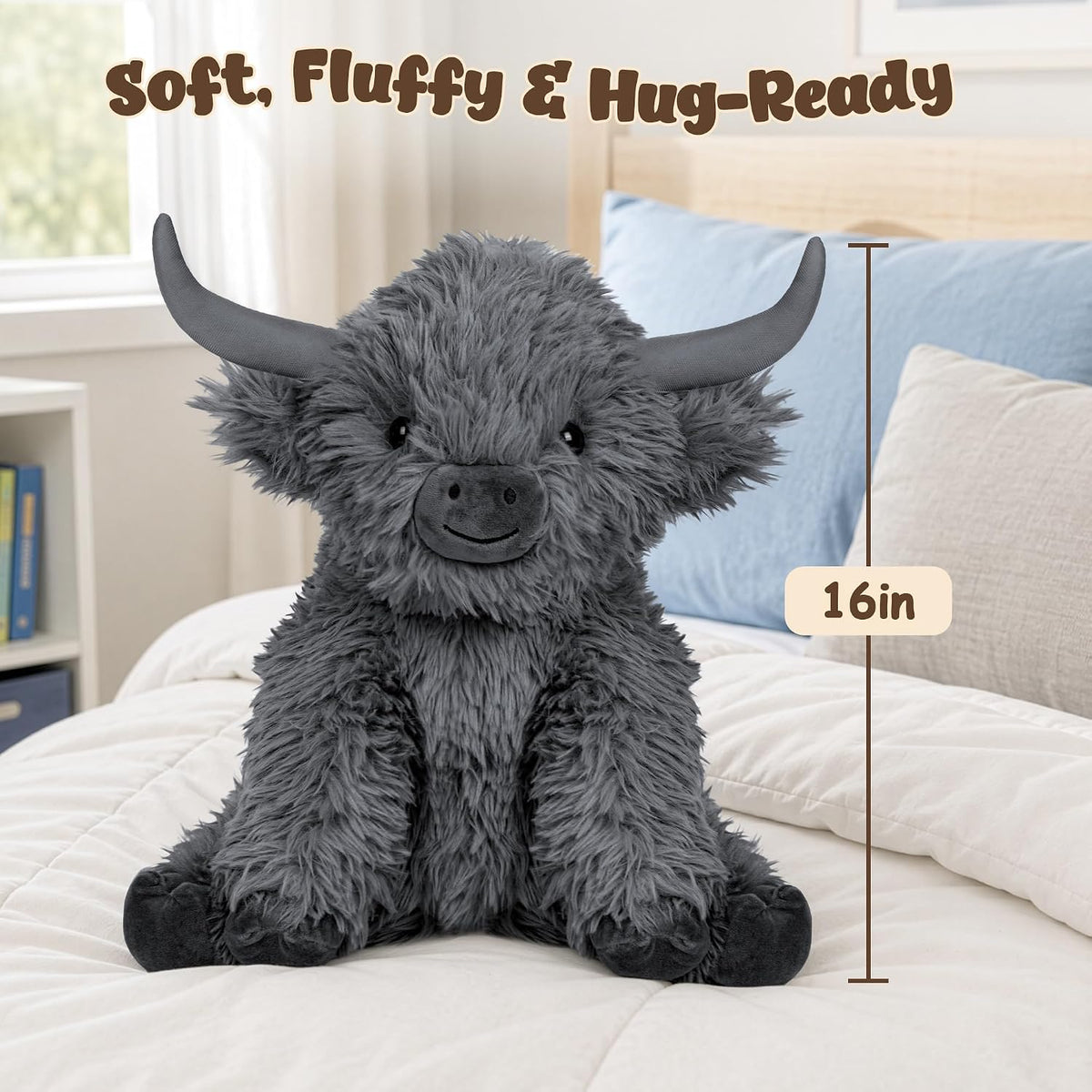 Wepop 5lbs Highland Cow Weighted Stuffed Animals 22in Giant Highland - Highland Cow-greyz - image 4