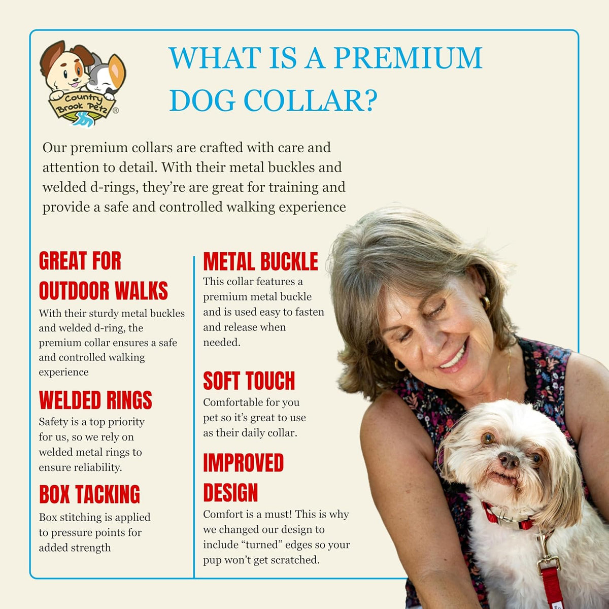 Country Brook Petz - Premium Nylon Dog Collar with Metal Buckle for Small Medium Large Breeds - 30+ - Medium (Pack of 1) / Red - image 4