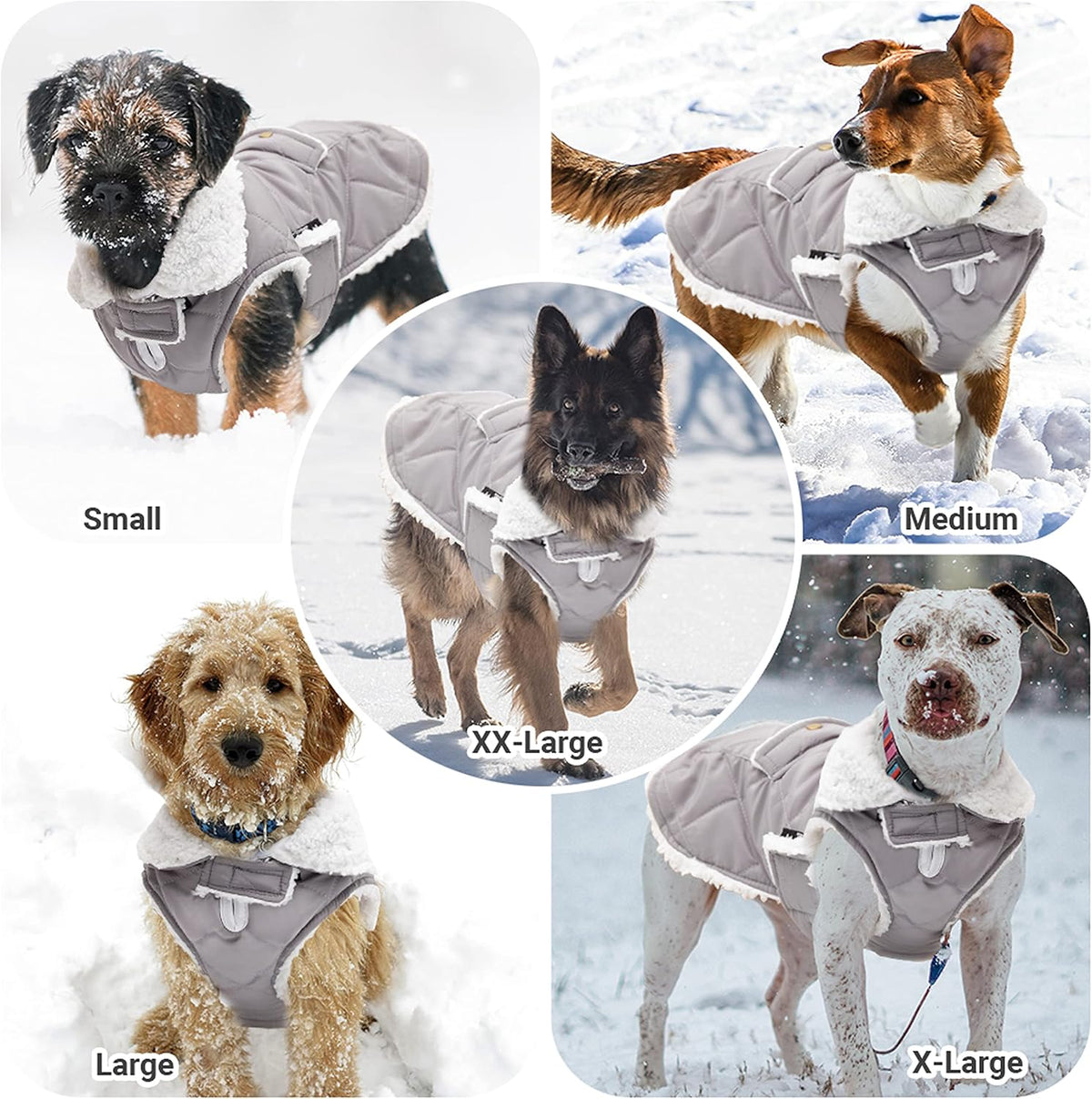 Dog Winter Coat for Cold Weather - Grey / Large - image 3