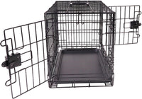 Amazon Basics Portable, Foldable Metal Wire Small Dog Crate with Removable Tray, Divider Panel - 22.0"L x 13.0"W x 16.0"H / Double Door w/ Divider - image 3