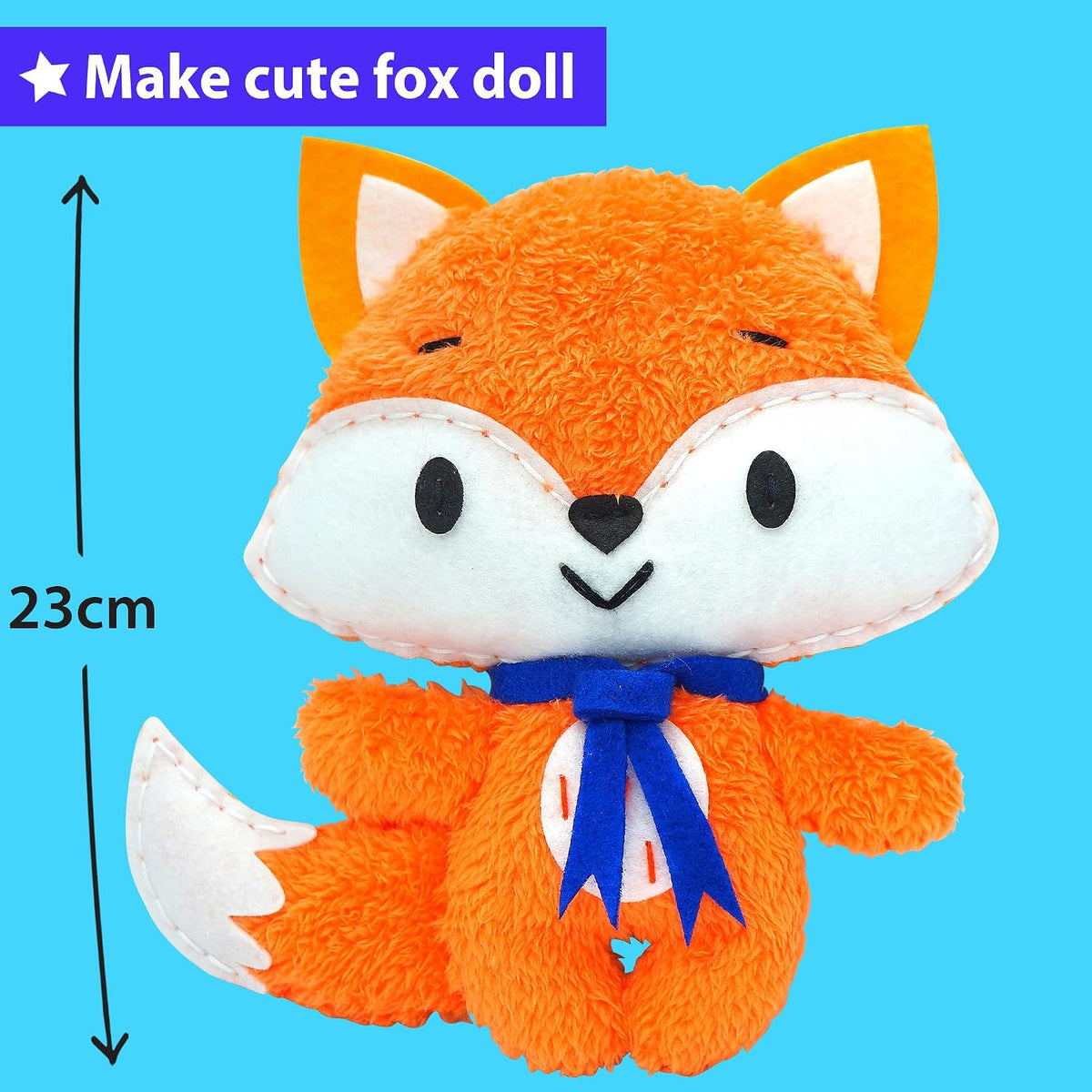KRAFUN Beginner Sewing Kit, Sew Kitten & Mouse, Pre-Cut Felt - Fox - image 2