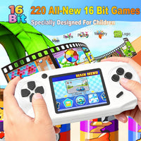 Beijue 16 Bit Handheld Games for Kids Preloaded 220 Retro Video Games - White - image 2