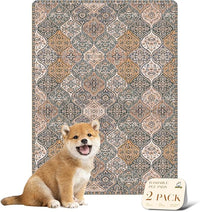 nunubaby Washable Pee Pads for Dogs, Stylish, Non-Slip and Leak-Proof Pee Pads. Reusable Potty Pads for Dogs for Crates and Floors.(Brown/Multi, 18" x24")