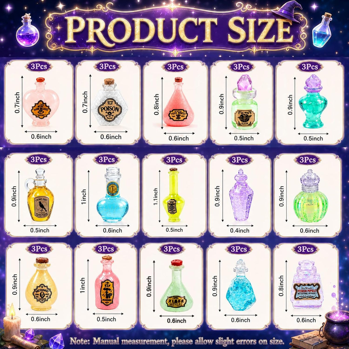 Furjane 45 miniature magic potion bottles with vintage labels for a dollhouse - view 35