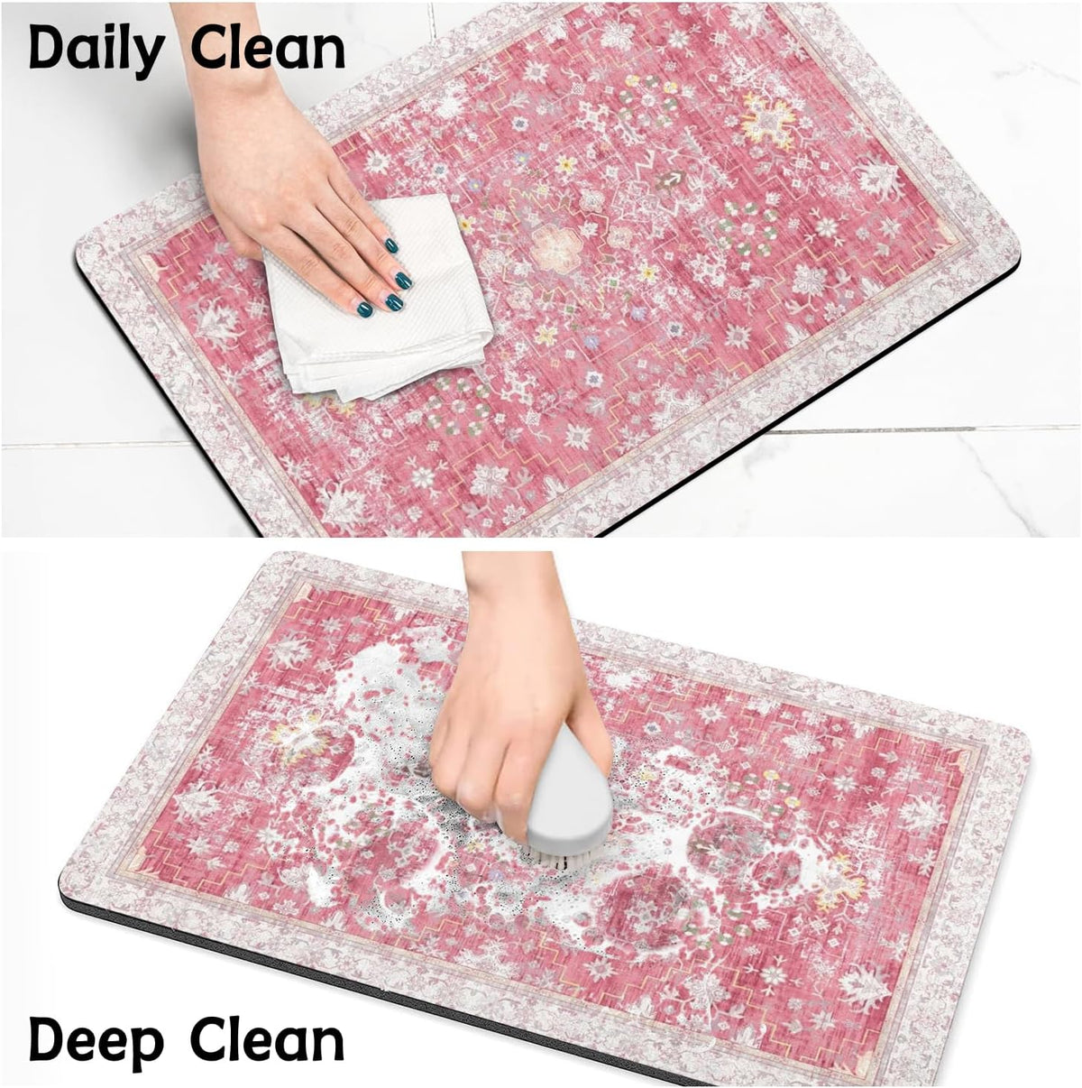 Pet Food Mats for Floor, Absorbent Dog Mat for Food and Water Dispenser Mat, Dog Food Mat Quick Dry - Pink / 32"L x 24"W - image 3
