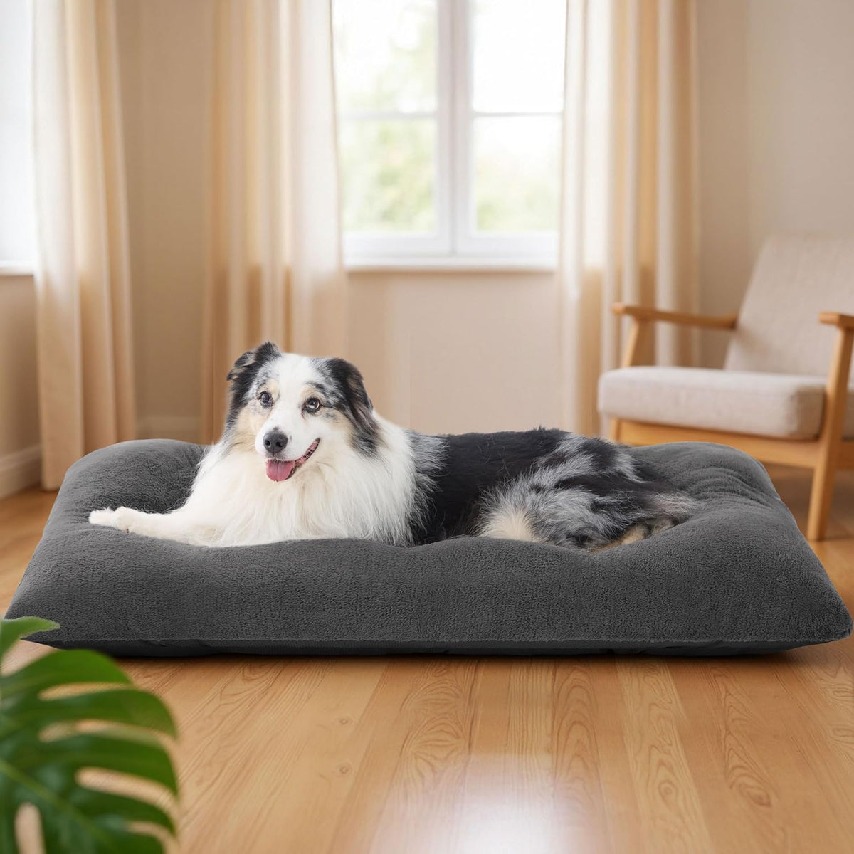 Bedsure Washable XL Dog Bed for Crate, Comfort Fluffy Pet Pillow - 41"L x 27"W x 3"Th (XL-Crate) / Dark Gray