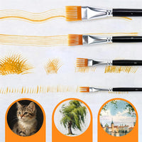 Joyooss kids paint brushes 12 pack, 6 round and 6 flat brushes with colorful plastic handles - view 8