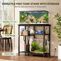 5-10 Gallon Fish Tank Stand with Storage Shelves - Black / 40 Gallon-3 Tier - image 3