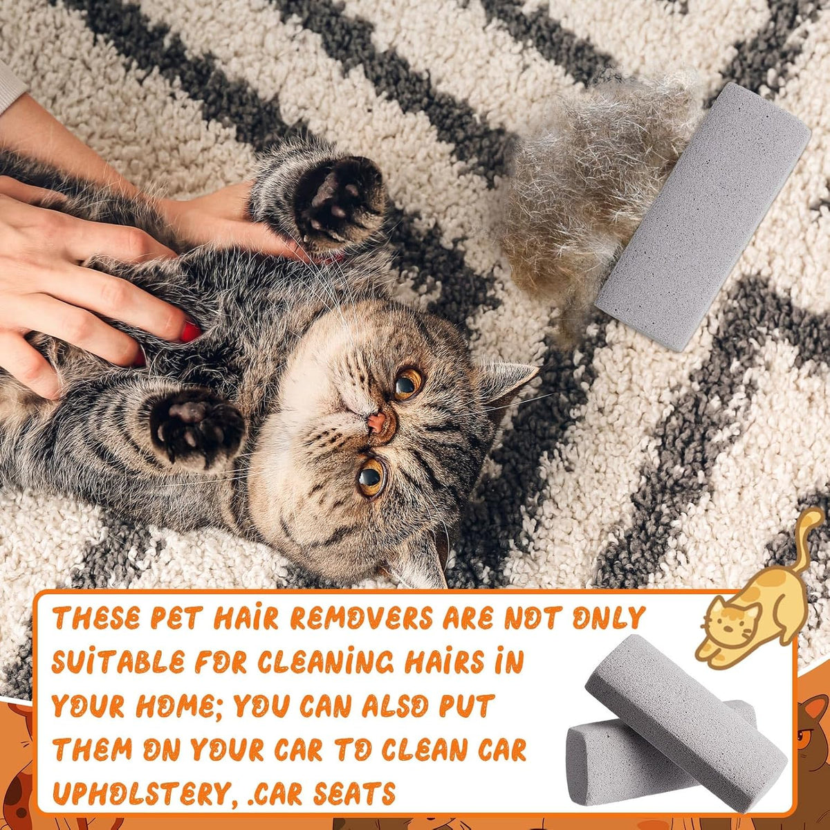 Abbylike 6 Pcs Pet Hair Remover Stone - 6 / Gray / 6.1 x 2.56 x 1.4 Inch - image 3
