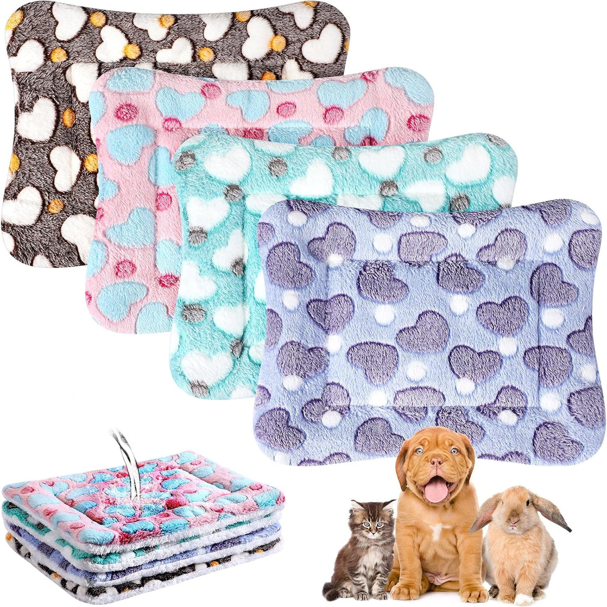 Haull 4 Pcs Waterproof Guinea Pig Bedding Mat, 13 x 10 - Hearts / 13 x 18.5 Inch