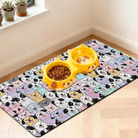 Pet Feeding Mat for Floors Cat Food Mat Waterproof Dog Food Mat - 30"L x 17"W / ColorfulDog