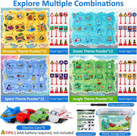 VESPRO 100PCS Car Track Set, 4 Series Puzzle Racer Play Set - 100p Puzzle Car Track Set - image 2
