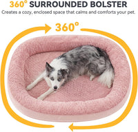 JOEJOY XL Orthopedic Dog Bed for Large Dogs, 360° Oval Bolster - Pink / 42"l X 32"w X 7.5"th - image 3
